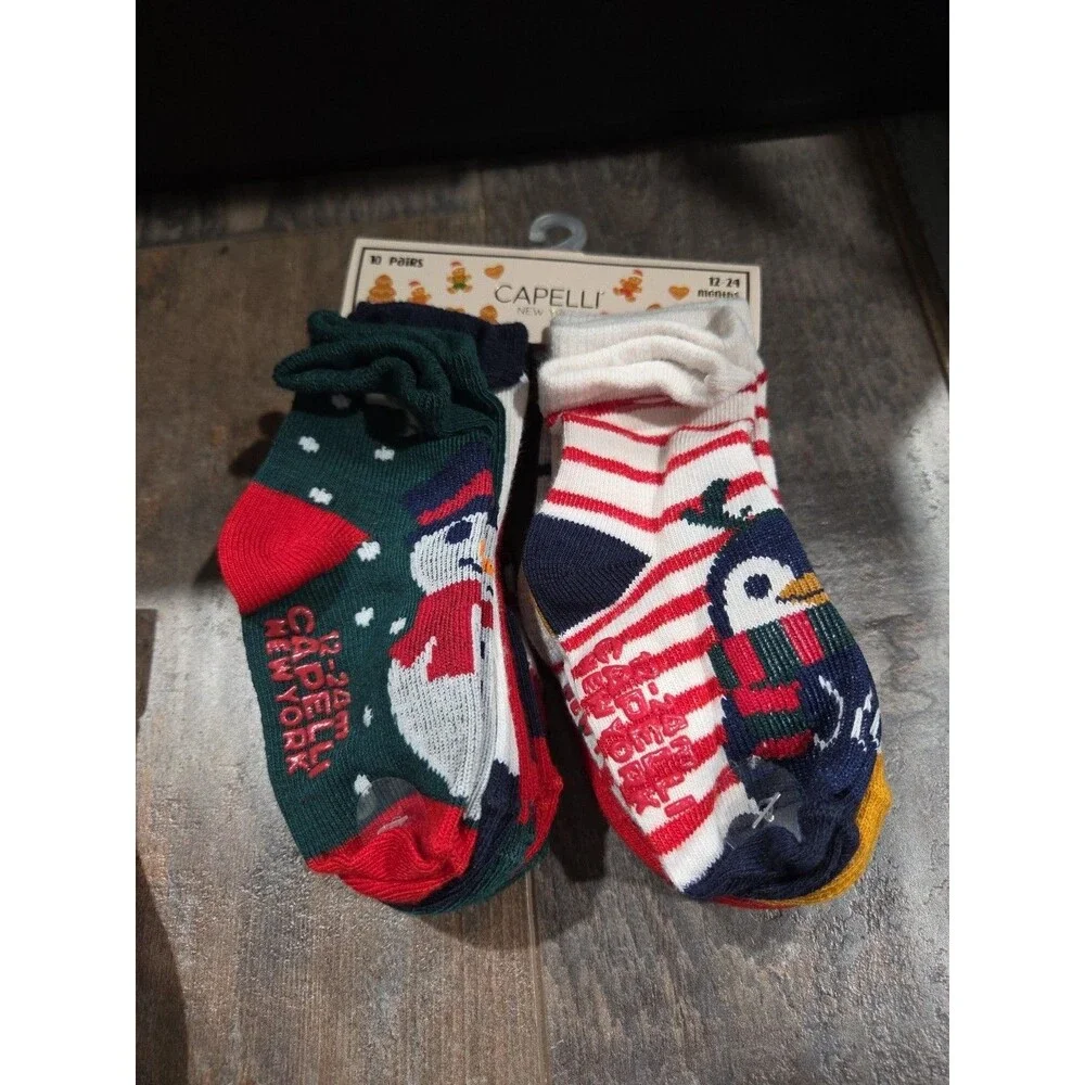 NIP Capelli New York Christmas Socks 12-24 Month Snowman Penguin Gingerbread B10
